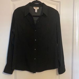 Black suede-like Talbots button up shirt